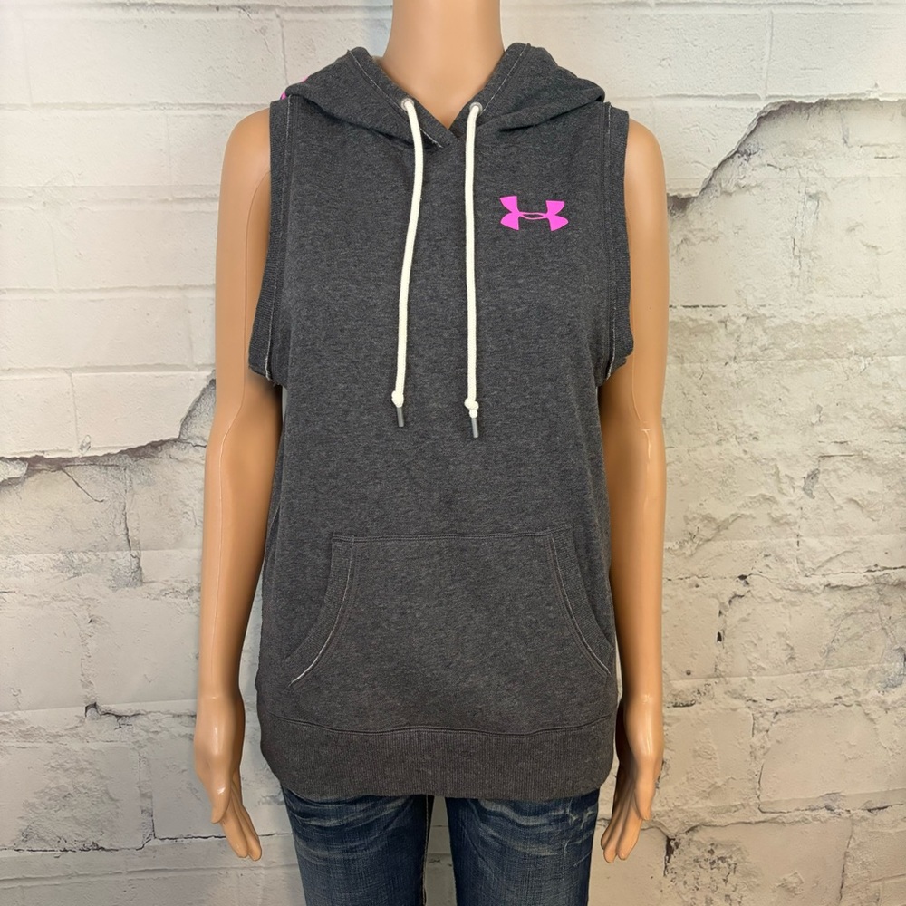 Under Armour Gray Muscle Tee with Pink Logo